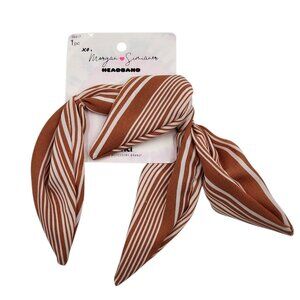 Scünci Hair Headband Morgan Simianer Rust‎ Orange Cream Striped Bow 35417